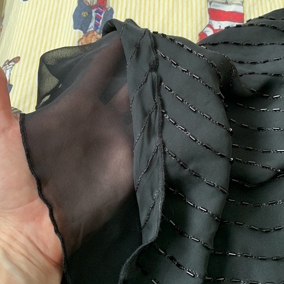 NWOT Lauren Ralph Lauren Black Silk Beaded Skirt, Size 4 - Picture 9 of 14